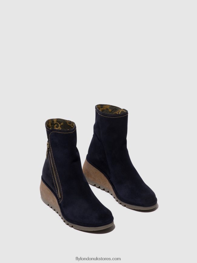 Zip Up Ankle Boots NELA407 Women Fly London 4V24RT47 NAVY