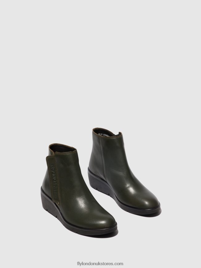 Zip Up Ankle Boots NULA550 Women Fly London 4V24RT43 DARK GREEN