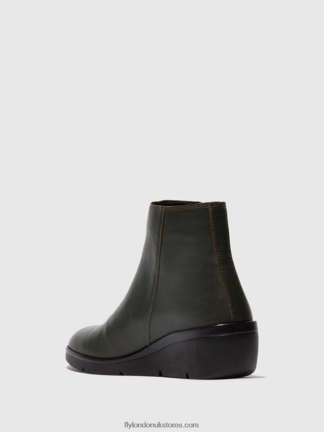 Zip Up Ankle Boots NULA550 Women Fly London 4V24RT43 DARK GREEN