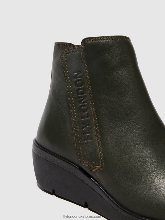 Zip Up Ankle Boots NULA550 Women Fly London 4V24RT43 DARK GREEN