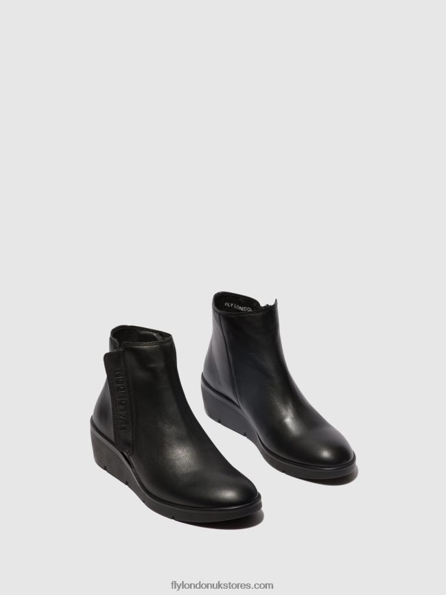 Zip Up Ankle Boots NULA550 Women Fly London 4V24RT48 BLACK
