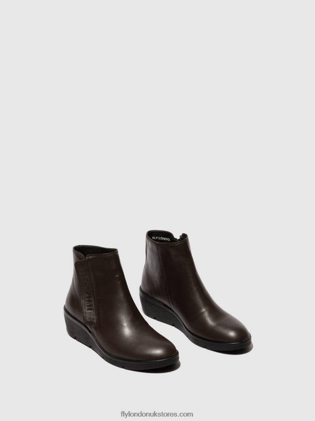 Zip Up Ankle Boots NULA550 Women Fly London 4V24RT49 BROWN