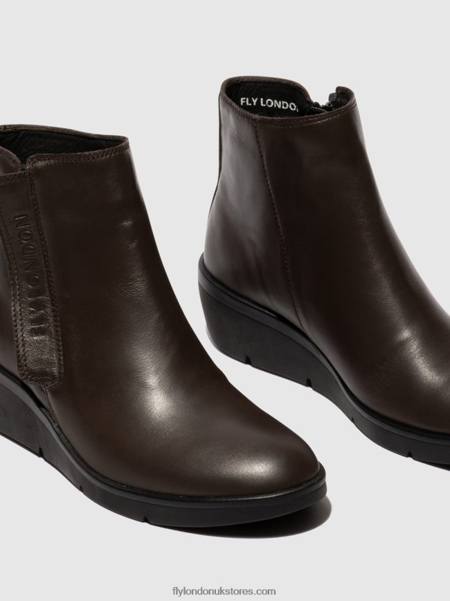 Zip Up Ankle Boots NULA550 Women Fly London 4V24RT49 BROWN