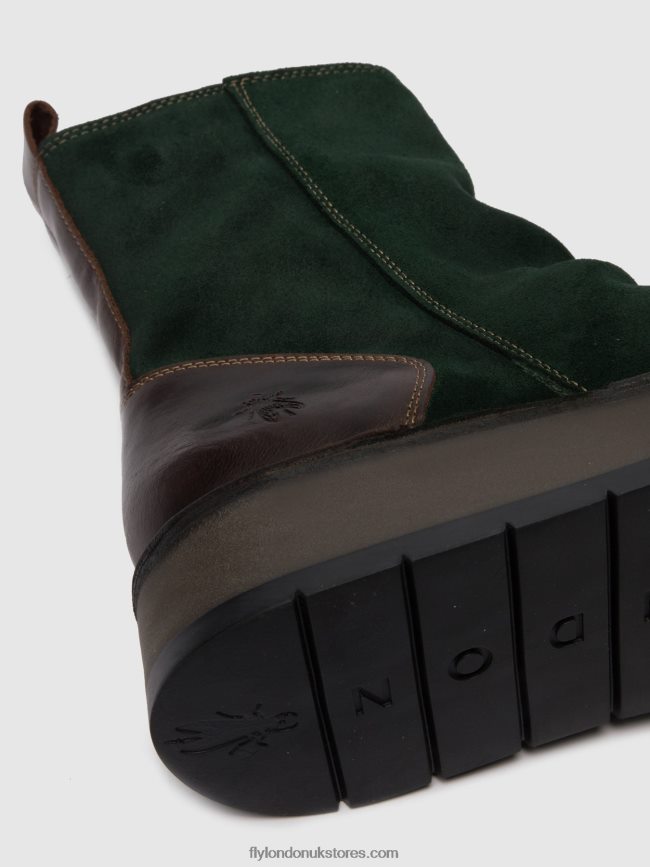 Zip Up Ankle Boots RENO053 Women Fly London 4V24RT248 OILSUEDE/RUG GREEN FOREST/DK.BROWN