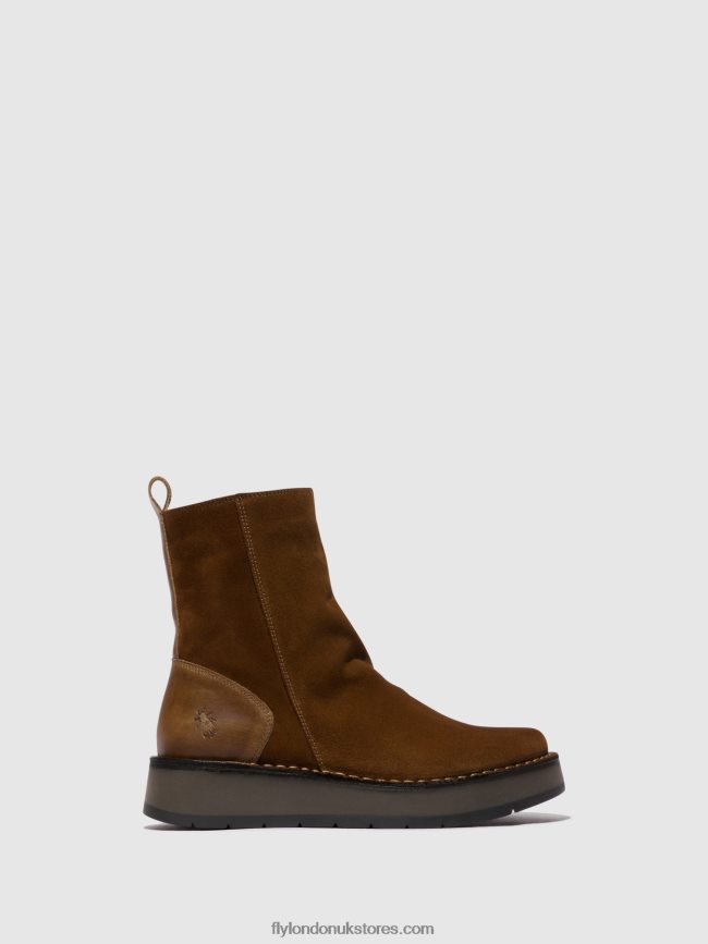 Zip Up Ankle Boots RENO053 Women Fly London 4V24RT44 CAMEL