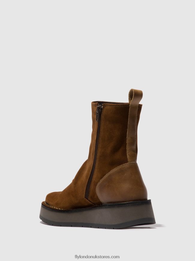 Zip Up Ankle Boots RENO053 Women Fly London 4V24RT44 CAMEL