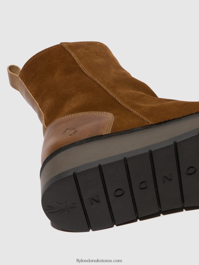 Zip Up Ankle Boots RENO053 Women Fly London 4V24RT44 CAMEL