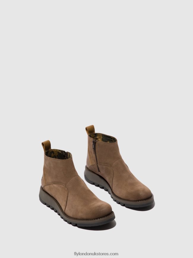 Zip Up Ankle Boots SELY918 Women Fly London 4V24RT37 TAUPE/CAMEL