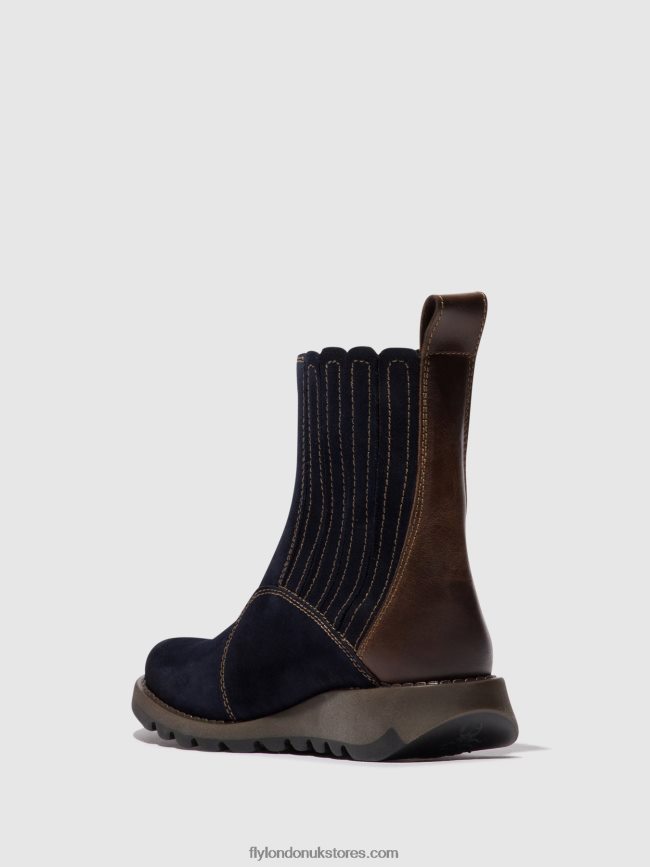 Zip Up Ankle Boots SUZY899 Women Fly London 4V24RT41 NAVY/DK. BROWN