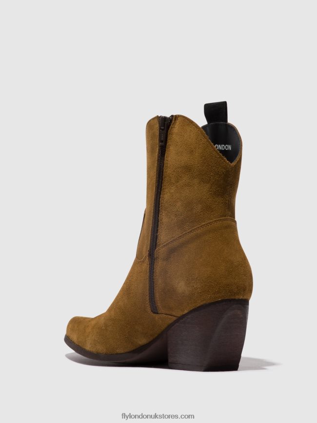 Zip Up Ankle Boots TABB905 Women Fly London 4V24RT32 CAMEL