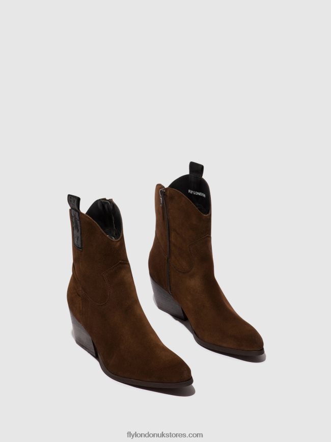 Zip Up Ankle Boots TABB905 Women Fly London 4V24RT33 CHOCOLATE