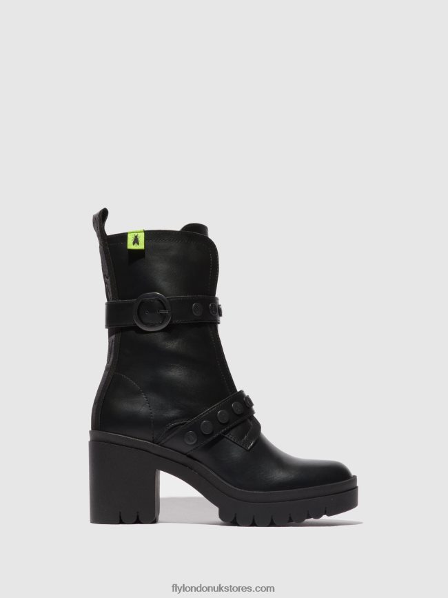 Zip Up Ankle Boots TAMA888 Women Fly London 4V24RT160 NAUSICA BLACK