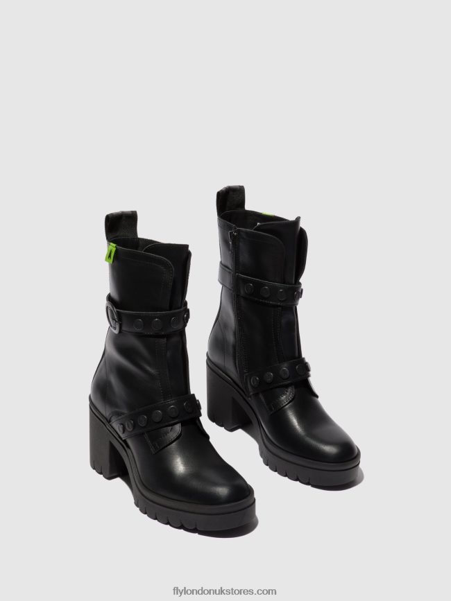 Zip Up Ankle Boots TAMA888 Women Fly London 4V24RT160 NAUSICA BLACK