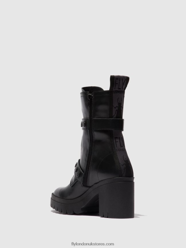 Zip Up Ankle Boots TAMA888 Women Fly London 4V24RT160 NAUSICA BLACK