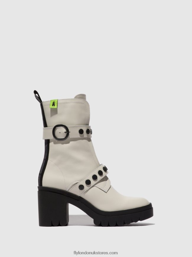 Zip Up Ankle Boots TAMA888 Women Fly London 4V24RT161 NAUSICA OFFWHITE
