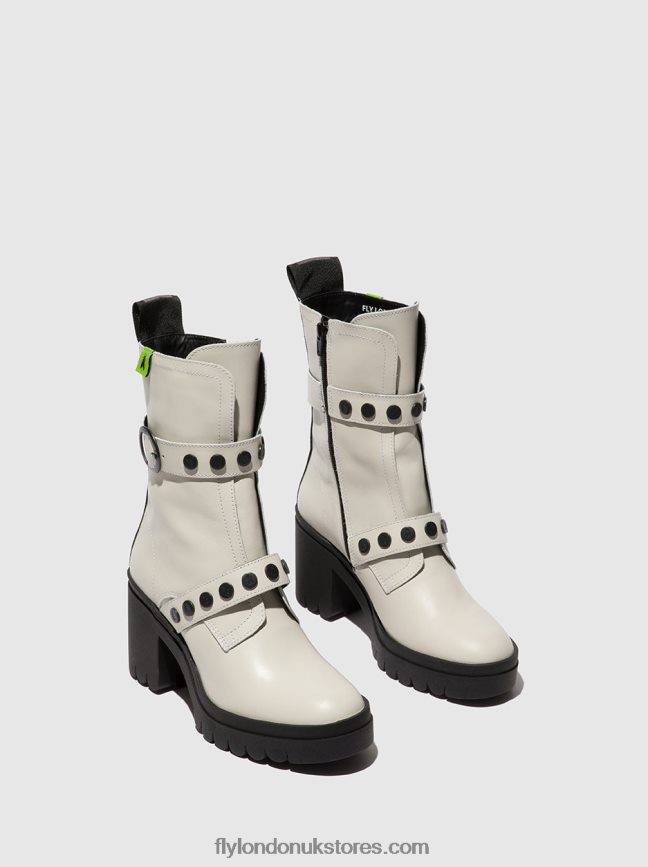 Zip Up Ankle Boots TAMA888 Women Fly London 4V24RT161 NAUSICA OFFWHITE