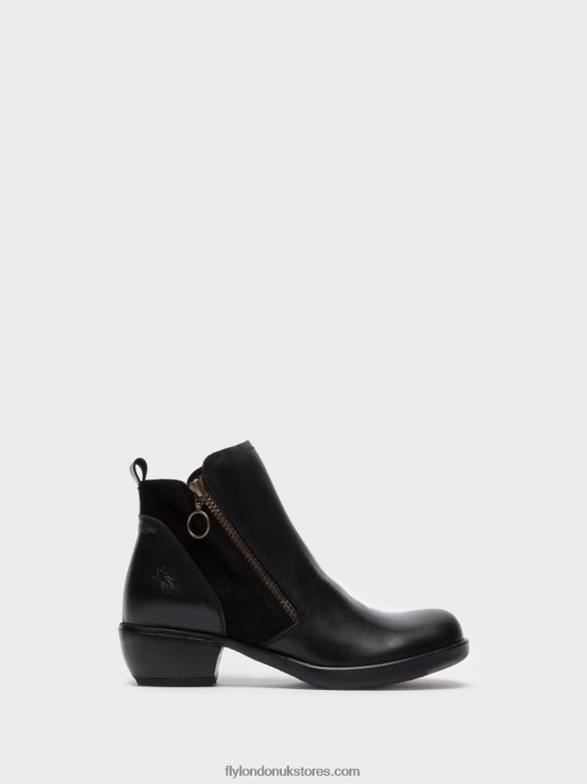 Zip Up Ankle Boots Women Fly London 4V24RT15 MELI BLACK