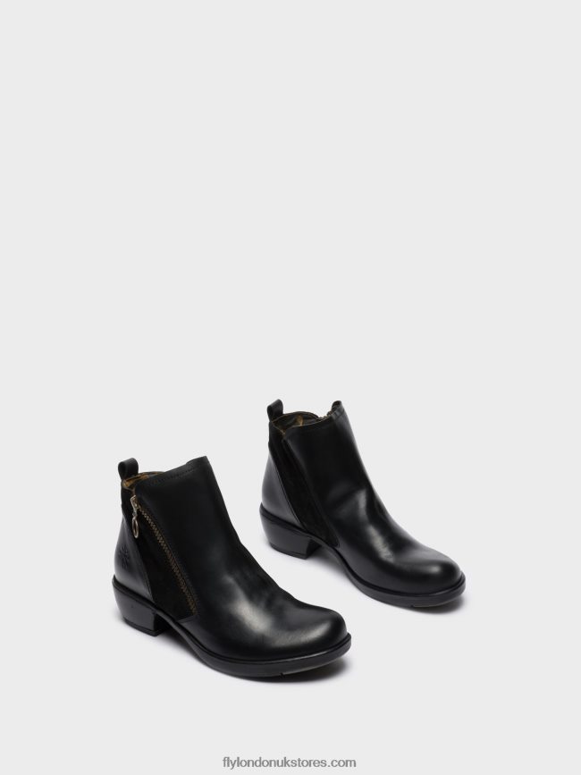 Zip Up Ankle Boots Women Fly London 4V24RT15 MELI BLACK
