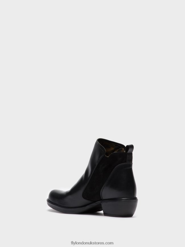 Zip Up Ankle Boots Women Fly London 4V24RT15 MELI BLACK