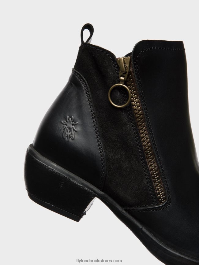 Zip Up Ankle Boots Women Fly London 4V24RT15 MELI BLACK
