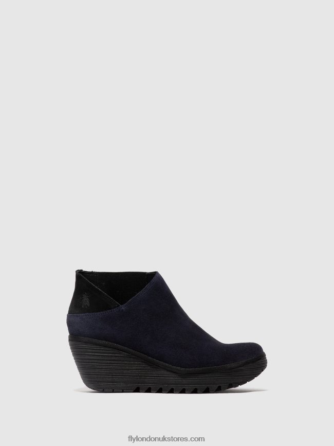 Zip Up Ankle Boots YEGO400 Women Fly London 4V24RT27 NAVY/BLACK