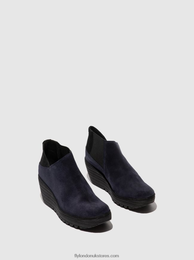 Zip Up Ankle Boots YEGO400 Women Fly London 4V24RT27 NAVY/BLACK