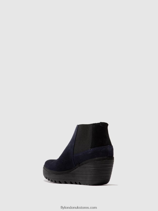 Zip Up Ankle Boots YEGO400 Women Fly London 4V24RT27 NAVY/BLACK