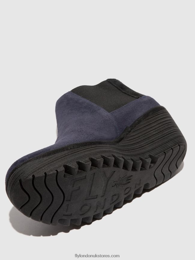 Zip Up Ankle Boots YEGO400 Women Fly London 4V24RT27 NAVY/BLACK