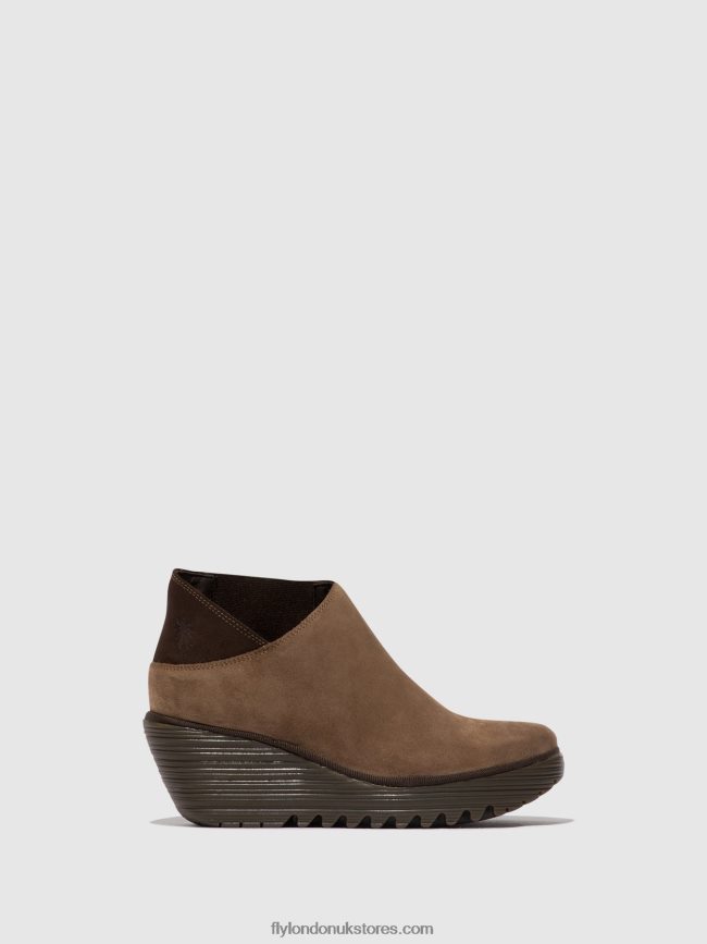 Zip Up Ankle Boots YEGO400 Women Fly London 4V24RT28 TAUPE/EXPRESSO