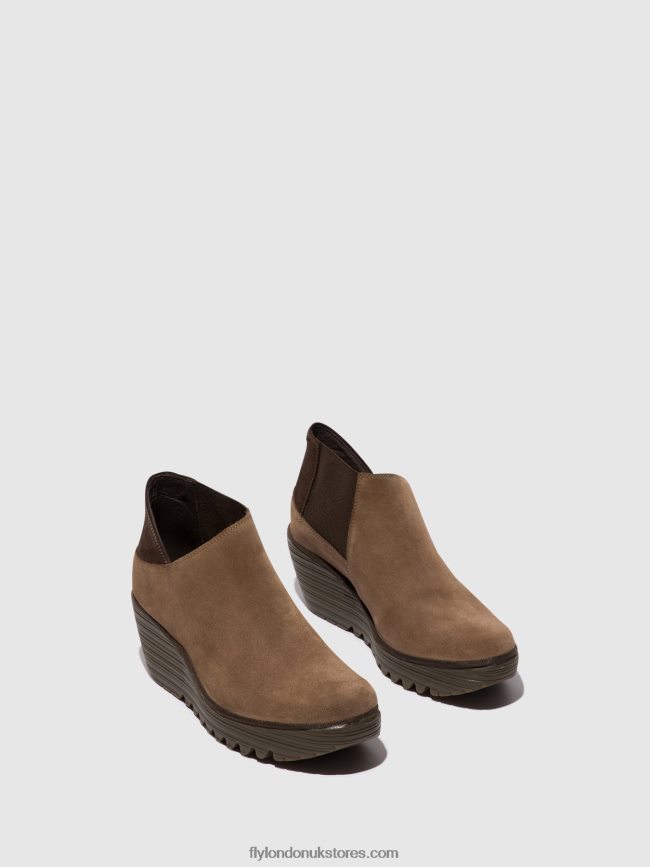 Zip Up Ankle Boots YEGO400 Women Fly London 4V24RT28 TAUPE/EXPRESSO