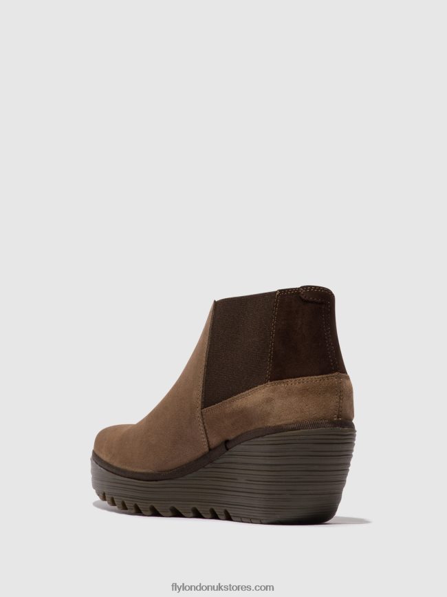 Zip Up Ankle Boots YEGO400 Women Fly London 4V24RT28 TAUPE/EXPRESSO