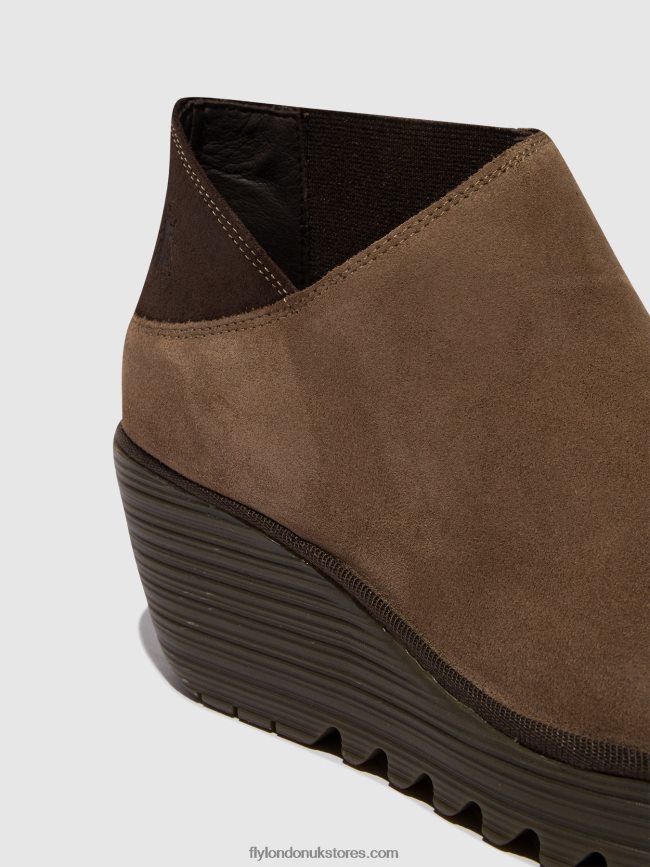 Zip Up Ankle Boots YEGO400 Women Fly London 4V24RT28 TAUPE/EXPRESSO