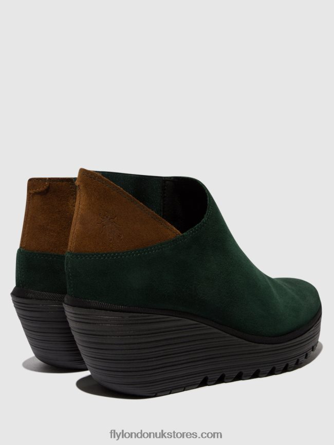 Zip Up Ankle Boots YEGO400 Women Fly London 4V24RT30 FOREST GREEN/CAMEL