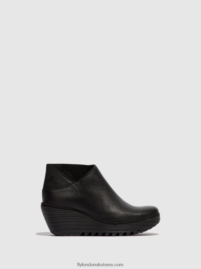Zip Up Ankle Boots YEGO400 Women Fly London 4V24RT34 BLACK