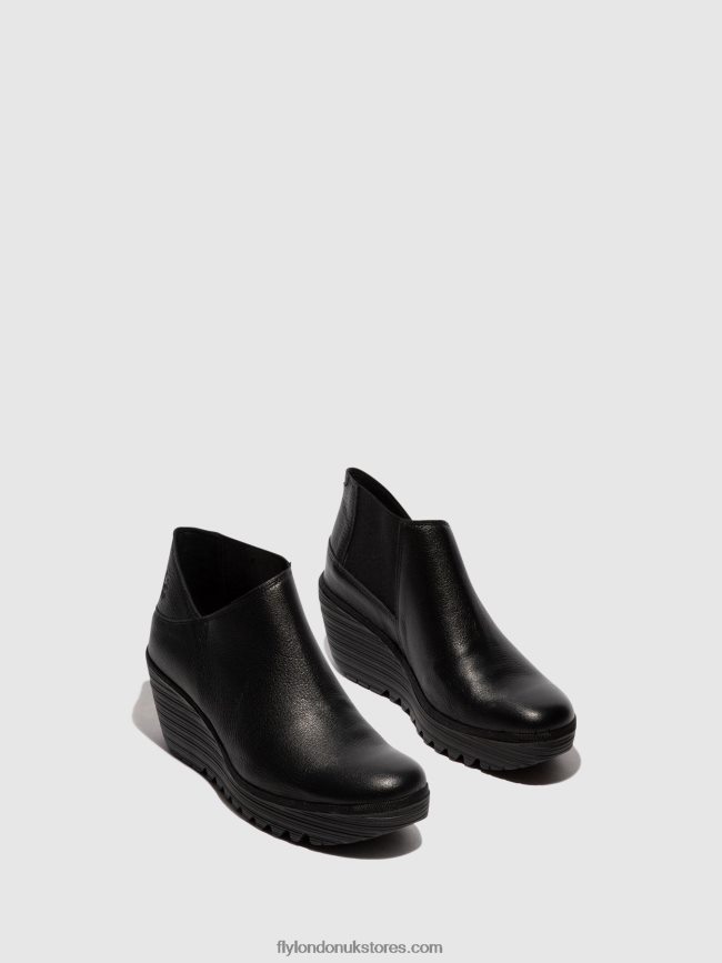Zip Up Ankle Boots YEGO400 Women Fly London 4V24RT34 BLACK
