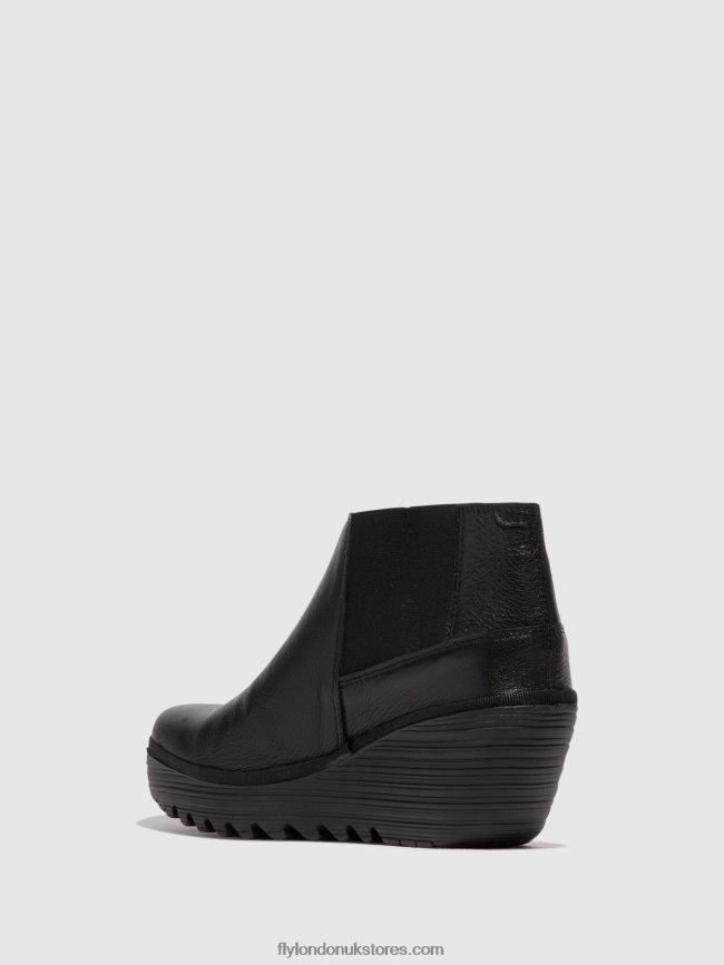 Zip Up Ankle Boots YEGO400 Women Fly London 4V24RT34 BLACK