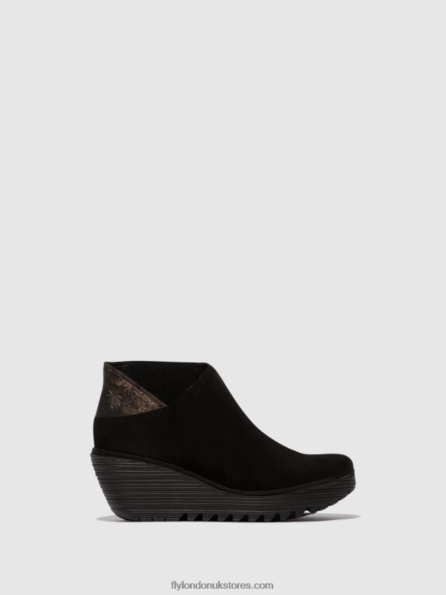 Zip Up Ankle Boots YEGO400 Women Fly London 4V24RT35 BLACK/GRAPHITE