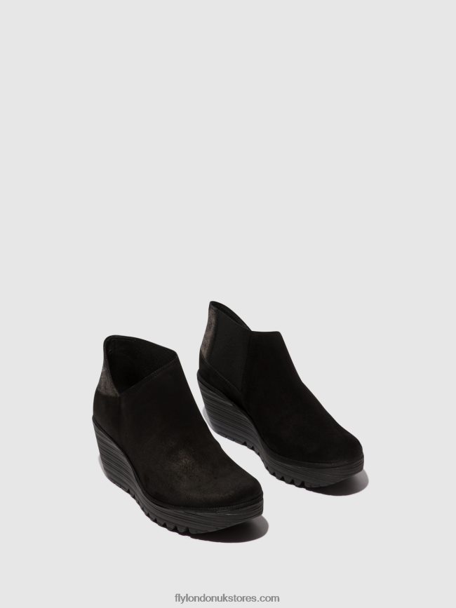 Zip Up Ankle Boots YEGO400 Women Fly London 4V24RT35 BLACK/GRAPHITE