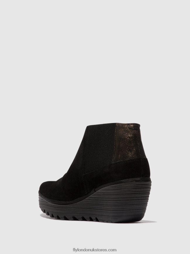 Zip Up Ankle Boots YEGO400 Women Fly London 4V24RT35 BLACK/GRAPHITE