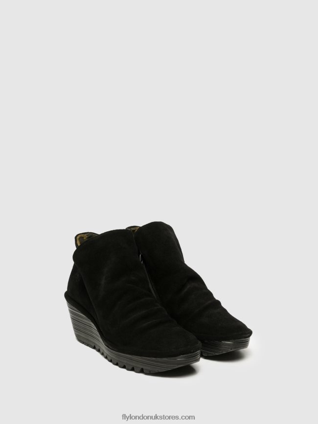 Zip Up Ankle Boots YIP Women Fly London 4V24RT279 BLACK