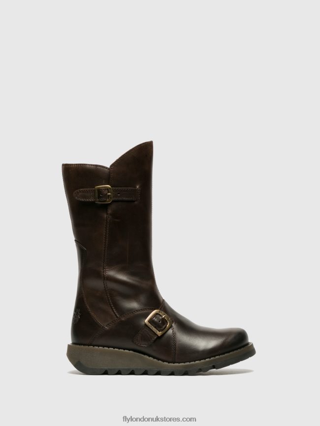Buckle Boots MES 2 Women Fly London 4V24RT347 DK BROWN