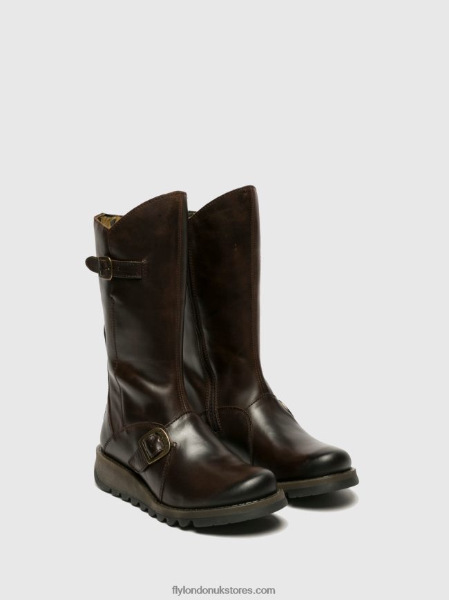 Buckle Boots MES 2 Women Fly London 4V24RT347 DK BROWN