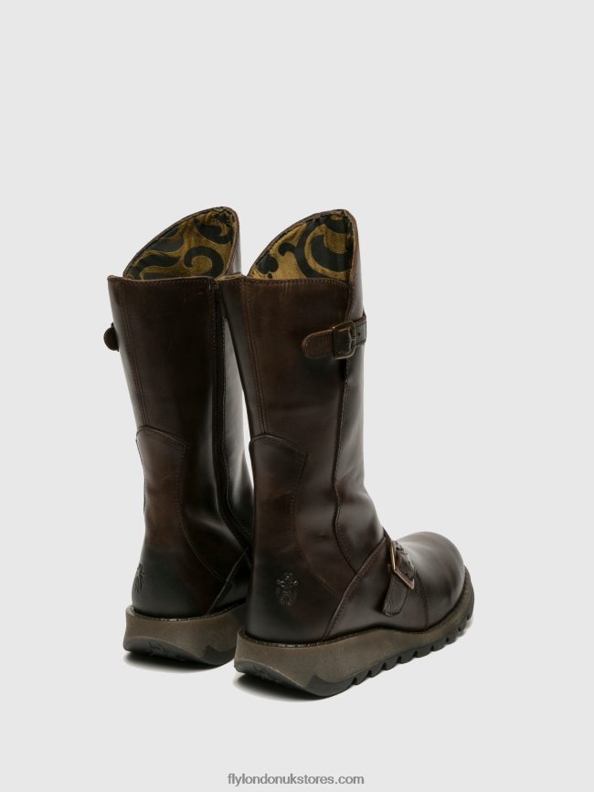 Buckle Boots MES 2 Women Fly London 4V24RT347 DK BROWN