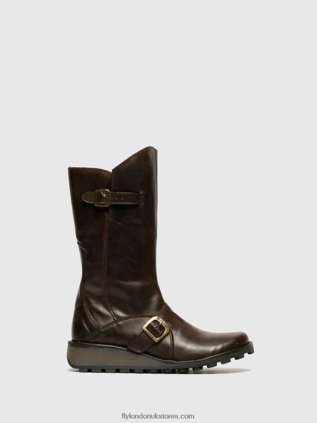 Buckle Boots MES DK Women Fly London 4V24RT343 BROWN