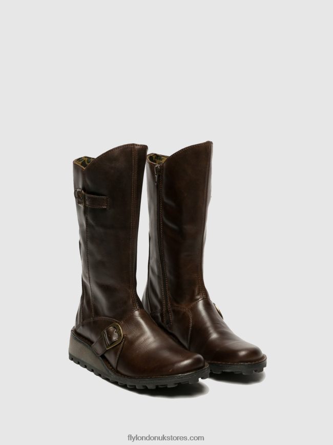 Buckle Boots MES DK Women Fly London 4V24RT343 BROWN