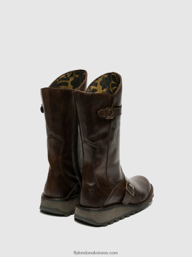 Buckle Boots MES DK Women Fly London 4V24RT343 BROWN