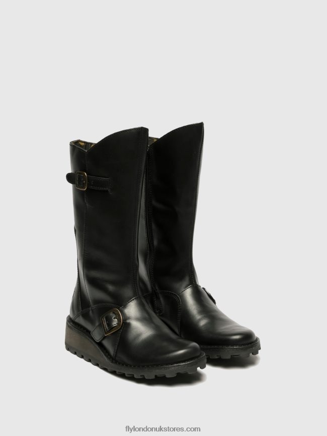 Buckle Boots MES Women Fly London 4V24RT344 BLACK