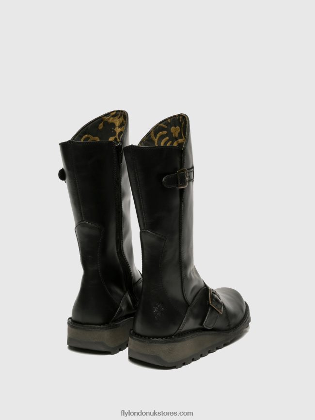 Buckle Boots MES Women Fly London 4V24RT344 BLACK