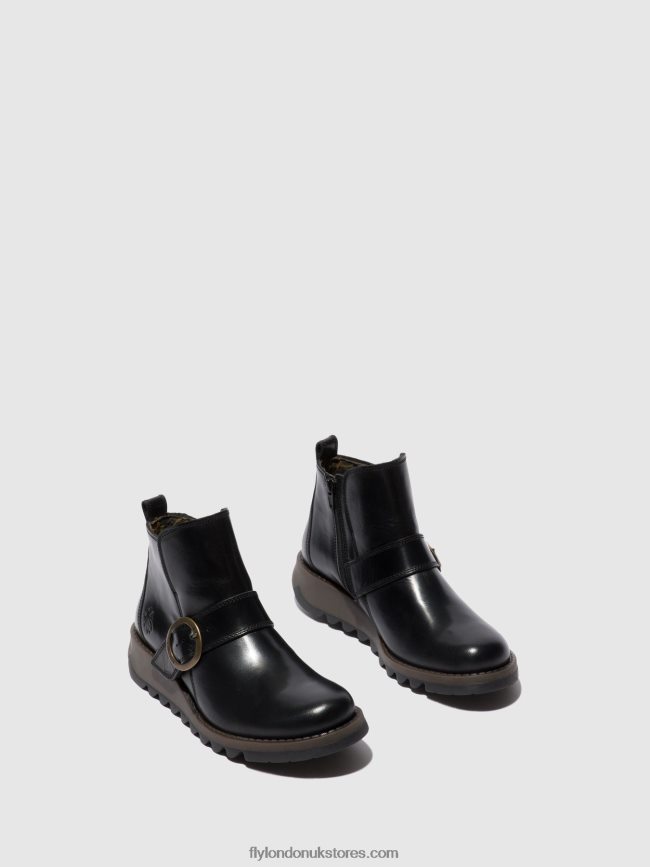 Buckle Boots SIAS812 Women Fly London 4V24RT337 RUG BLACK