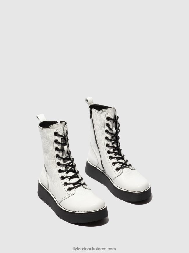 Lace-up Boots RAMI043 Women Fly London 4V24RT321 RIO WHITE(BLACK ST)